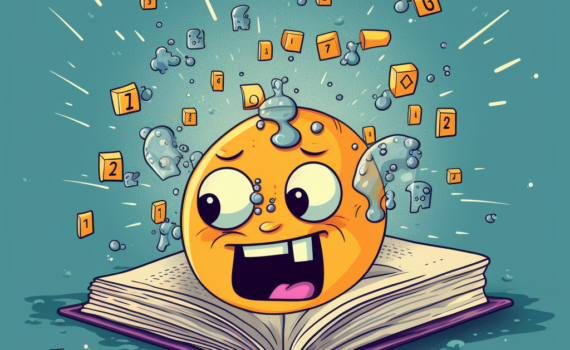 A playful illustration of a cartoon math book with a sad face, referencing the joke in the blog post. The math book is surrounded by equations and puns floating in bubbles, symbolizing the humor found in mathematics